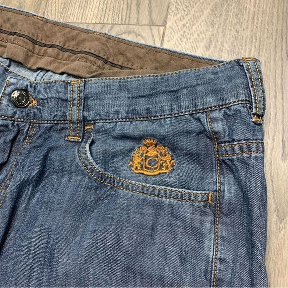 Men's Canali Jeans Size US 36 / Italy 52 Cotton Blue Denim Embroidered Logo - Picture 3 of 13